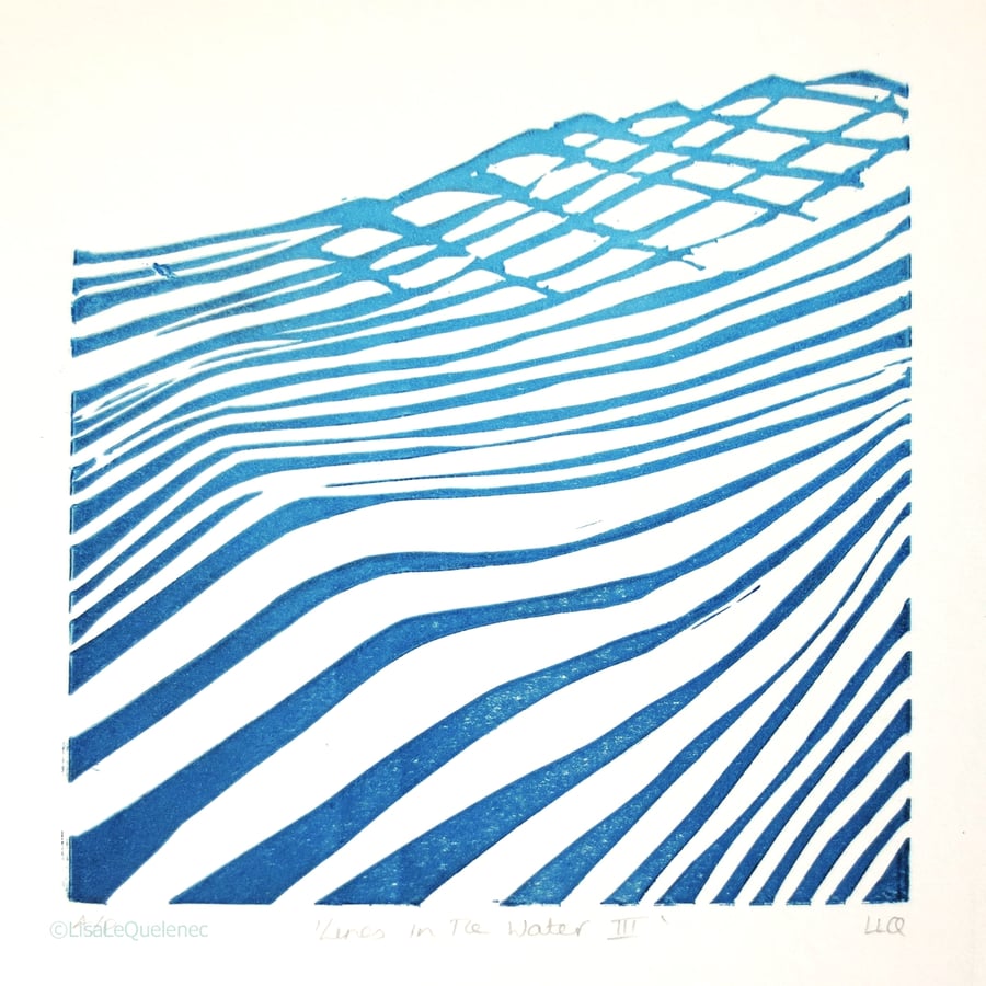 Lines in the water III original minimalist print ocean surf art
