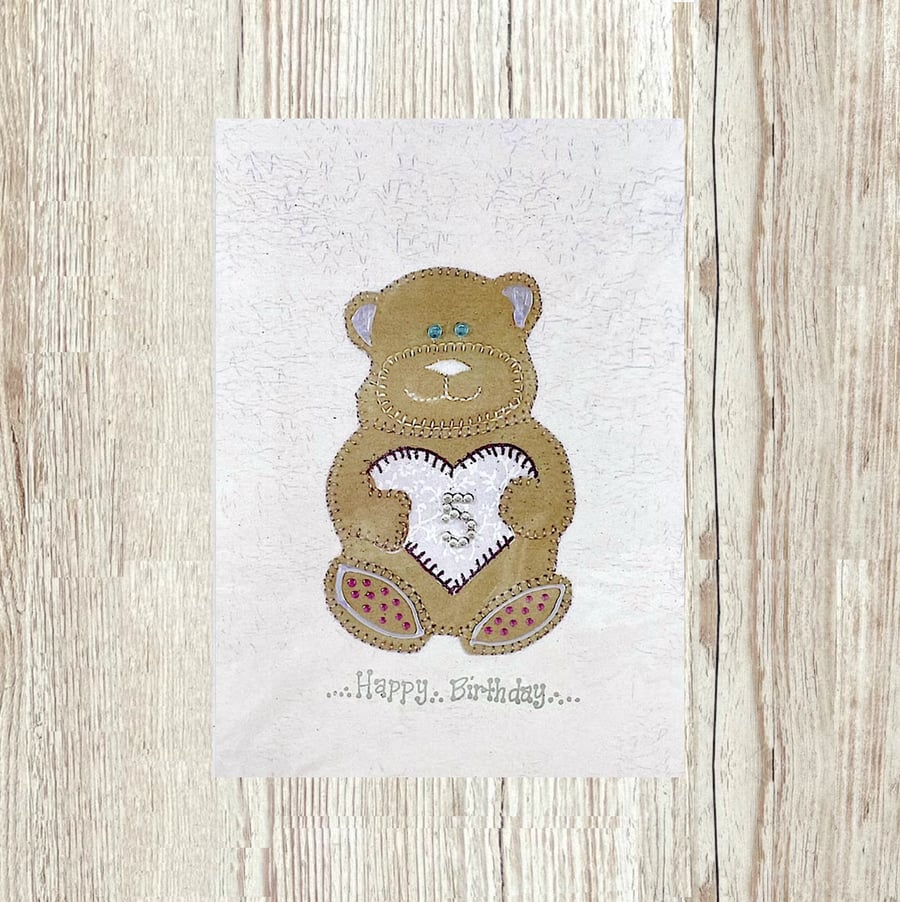 Birthday card age 5 - 5th Fifth birthday boy or girl teddy bear