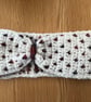 Crochet White and Red Headband In Aran Yarn (R767) - Image 6