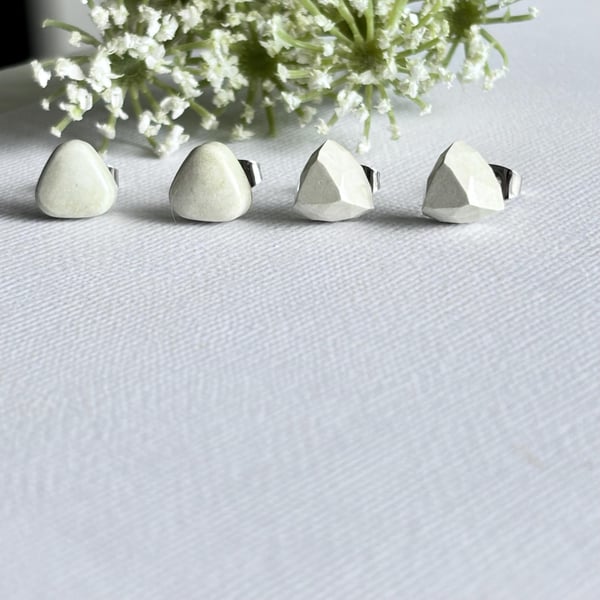 Green Triangle Stud Earring Set,