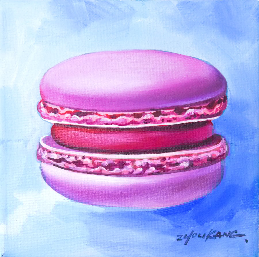 Macaron Oil Painting – Original & Unframed – A Gift to Bring Smiles!