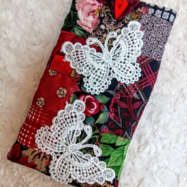 Scrappy Patchwork Chic embellished MOBILE PHONE sleeve