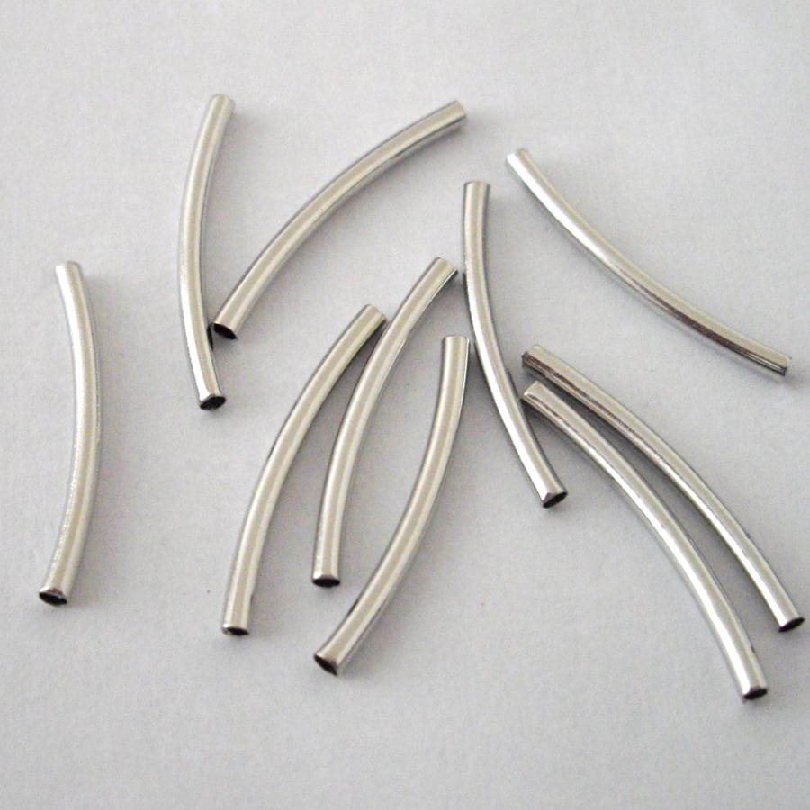 20 x Silver plated Smooth Spacer Tube Beads 25mm 