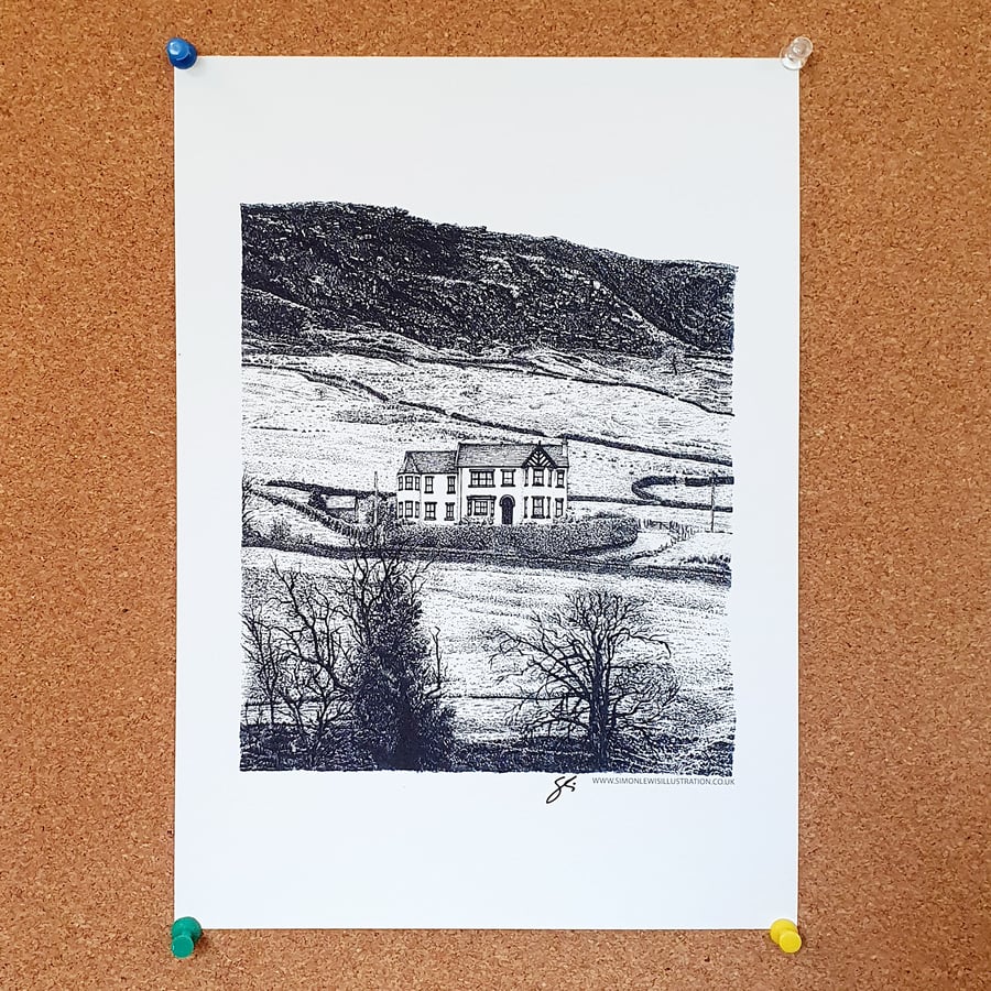 Burnsall, Yorkshire Dales, Drawing - Leeds Poster