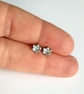 Maple Leaf Stud Earrings - Oxidised Fine Silver - Image 2