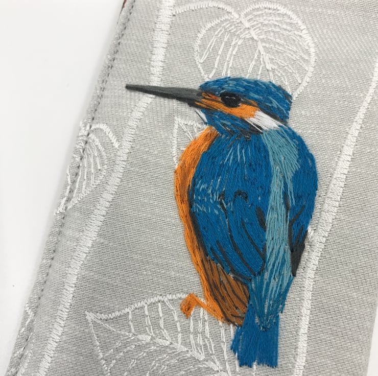 Glasses case with embroidered kingfisher Folksy