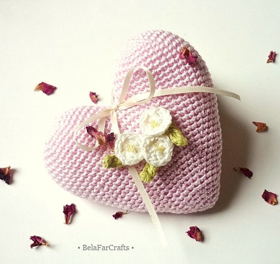 Cotton anniversary gift - Wedding ring cushion - Valentine's Day