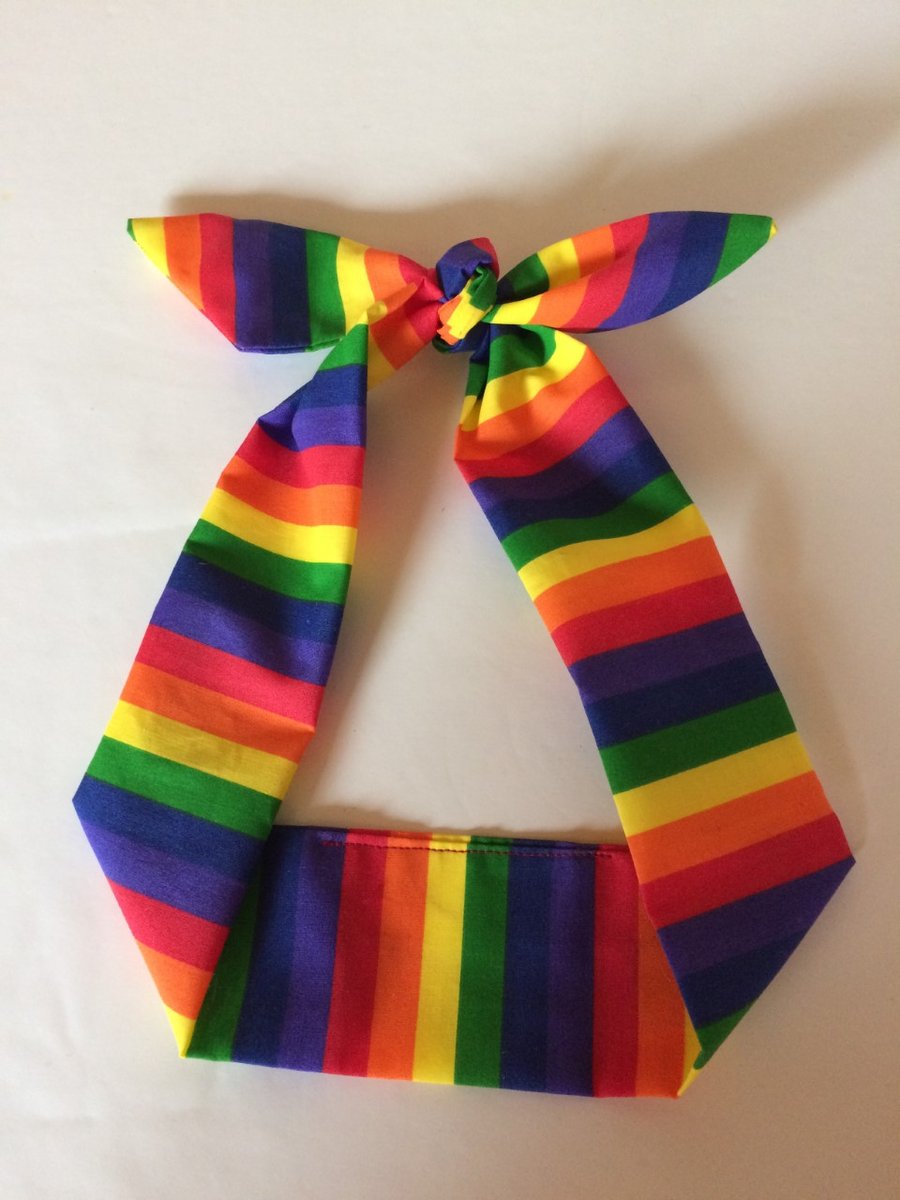 Rainbow Pride Rockabilly headband necktie 