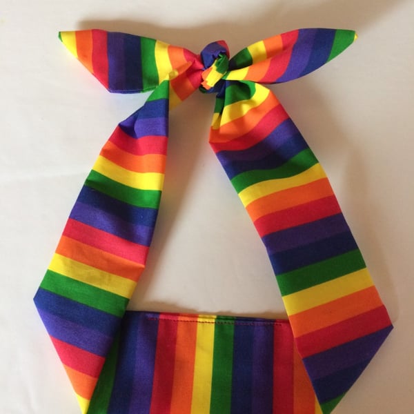 Rainbow Pride Rockabilly headband necktie 