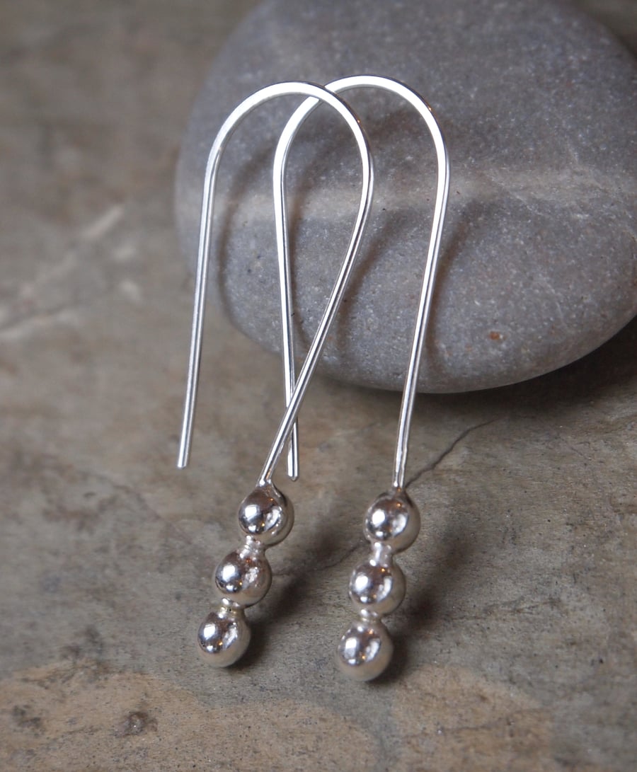 minimalist silver drop earrings