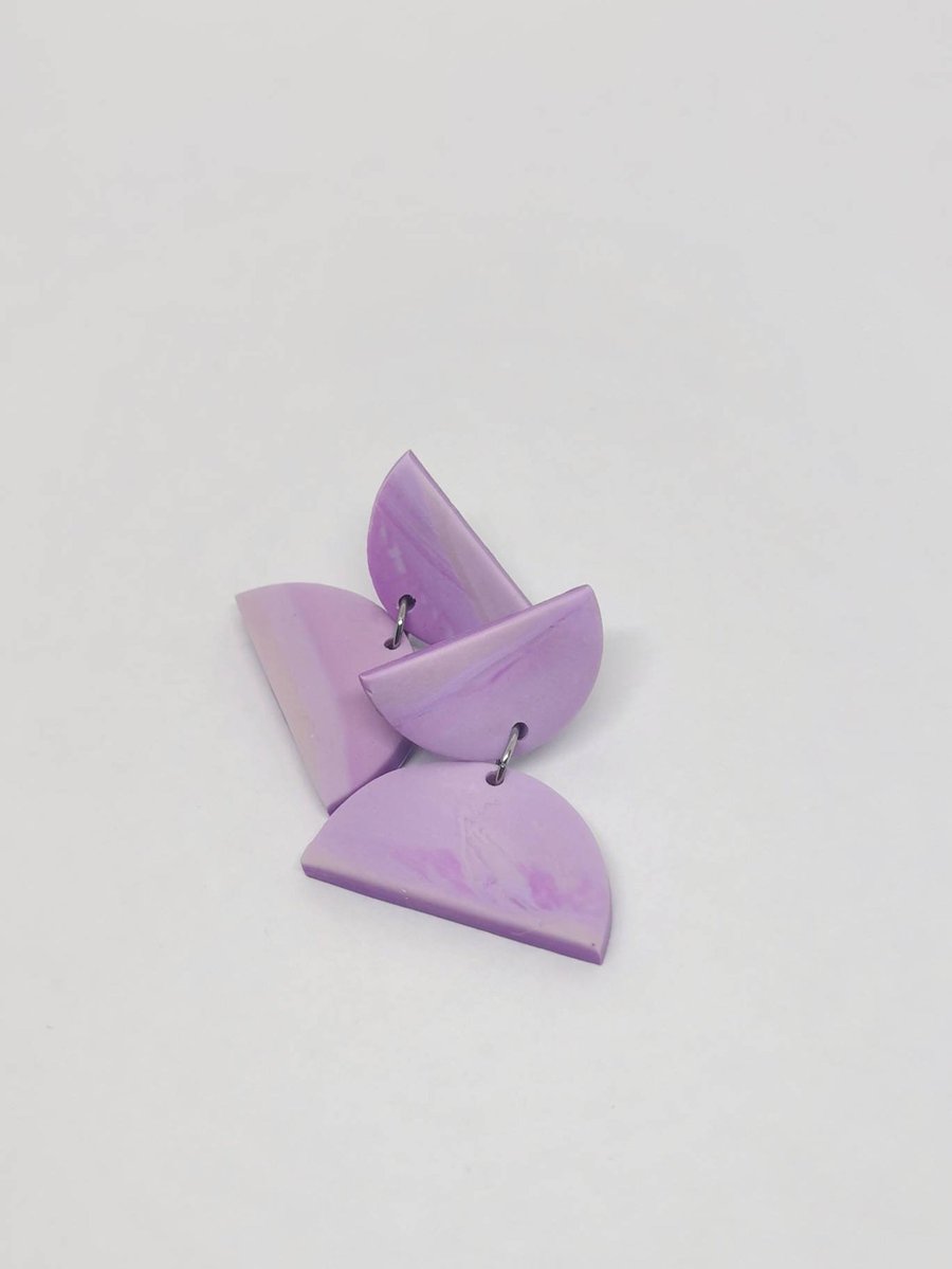 SALE - Small purple clay earrings, pastel colours, minimal jewellery, cute gift