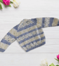 Hand Knitted Baby Cardigan, Blue and Cream V-Neck, 6-12 Months - Image 5