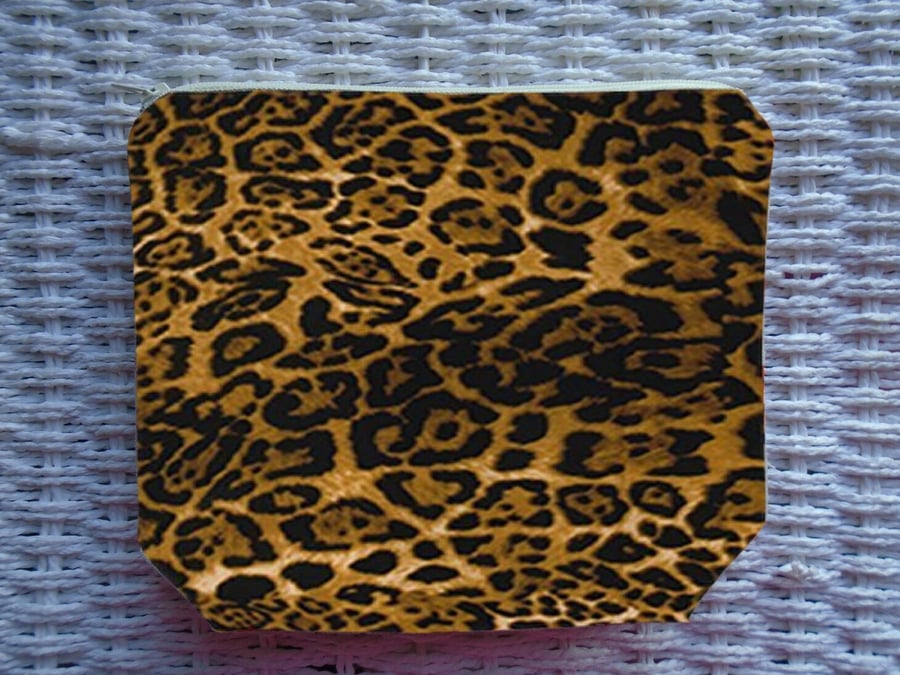 Leopard Print Pencil Case or  Make Up Bag 