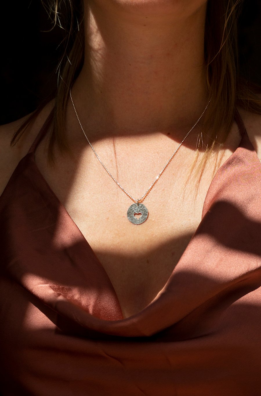 Peek a Boo Heart Silver Necklace