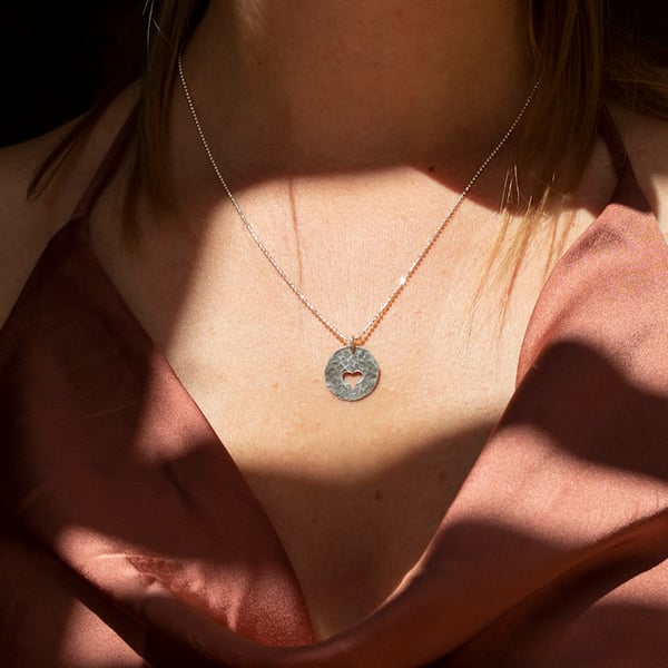 Peek a Boo Heart Silver Necklace