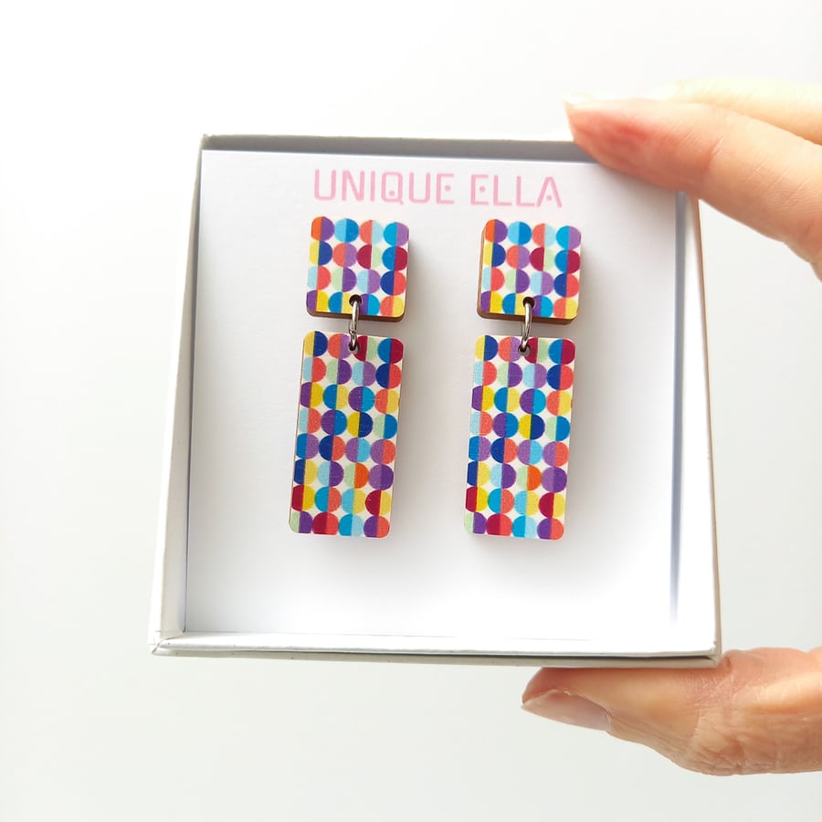 Deco Dangle Wooden Statement Earrings