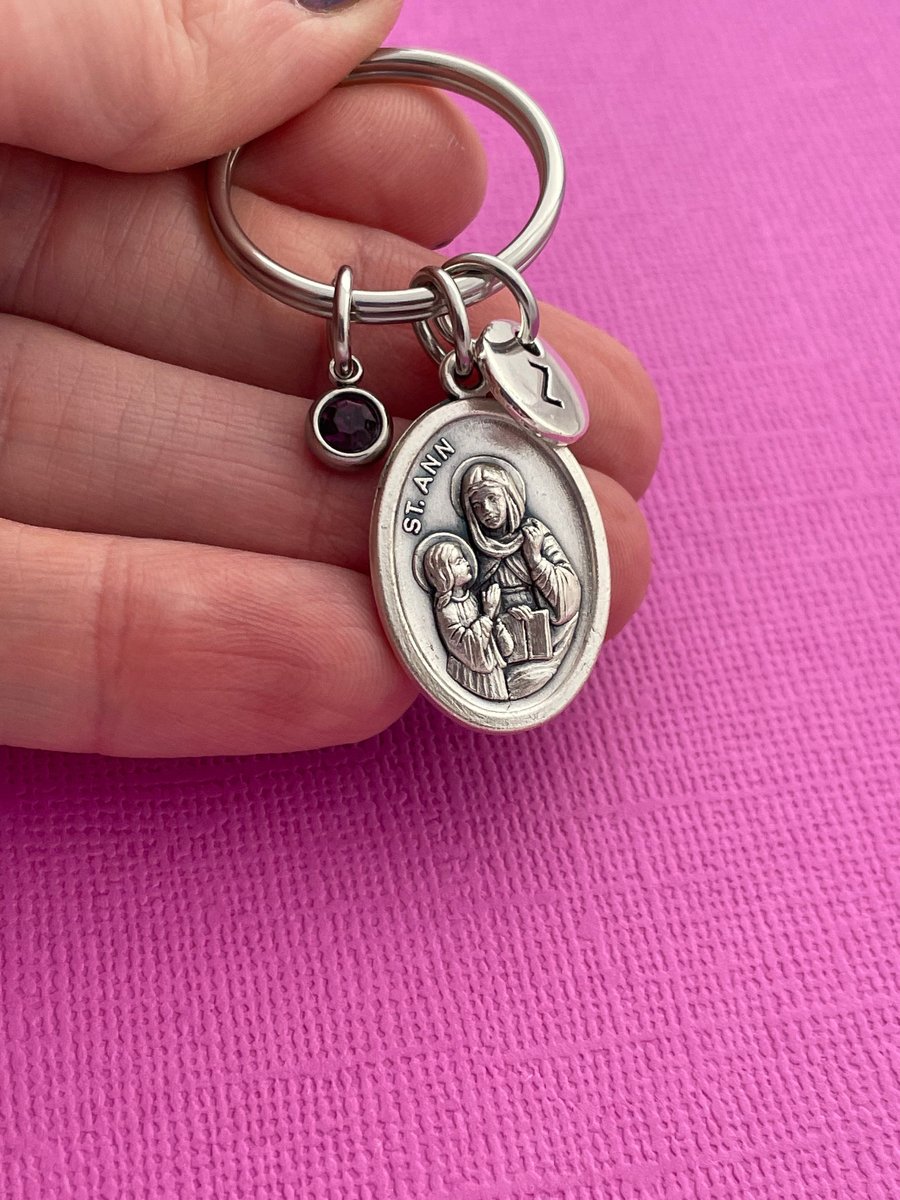 Saint Ann Holy Medal Keychain, Patron Saint of Grandparents