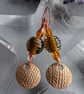 Handmade Bronze and Amber Lamp work Earrings - Image 3