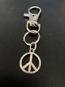 peace sign keyring bag charm zip puller swivel clip on key chain lanyard