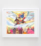 SALE ITEM! Riding the horse of life 16.54 in  x 11.69 (A3 Print) - Image 1