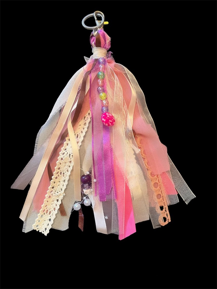 Shabby Chic Tassel, Tassel Key Ring, Boho Key Ring, Clip On Tassel, Boho Tassel