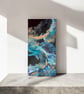 Abstract blue flow fluid acrylic canvas  - Image 3