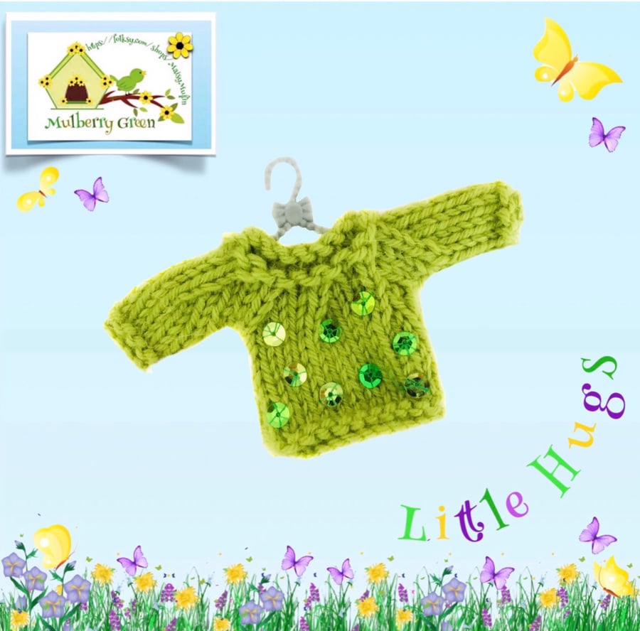 Green sequinned Jumper to fit the Little Hugs dolls and Baby Daisy