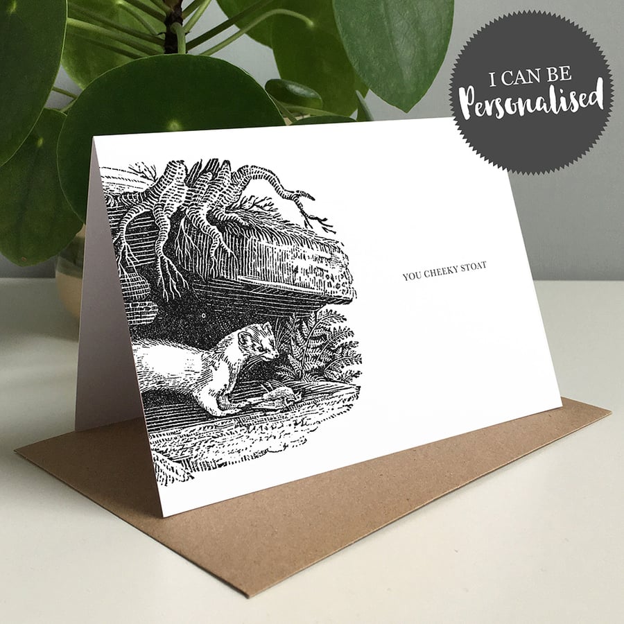 You Cheeky Stoat Personalised Greeting Card Birthday Card, Stoat Card, Weasel