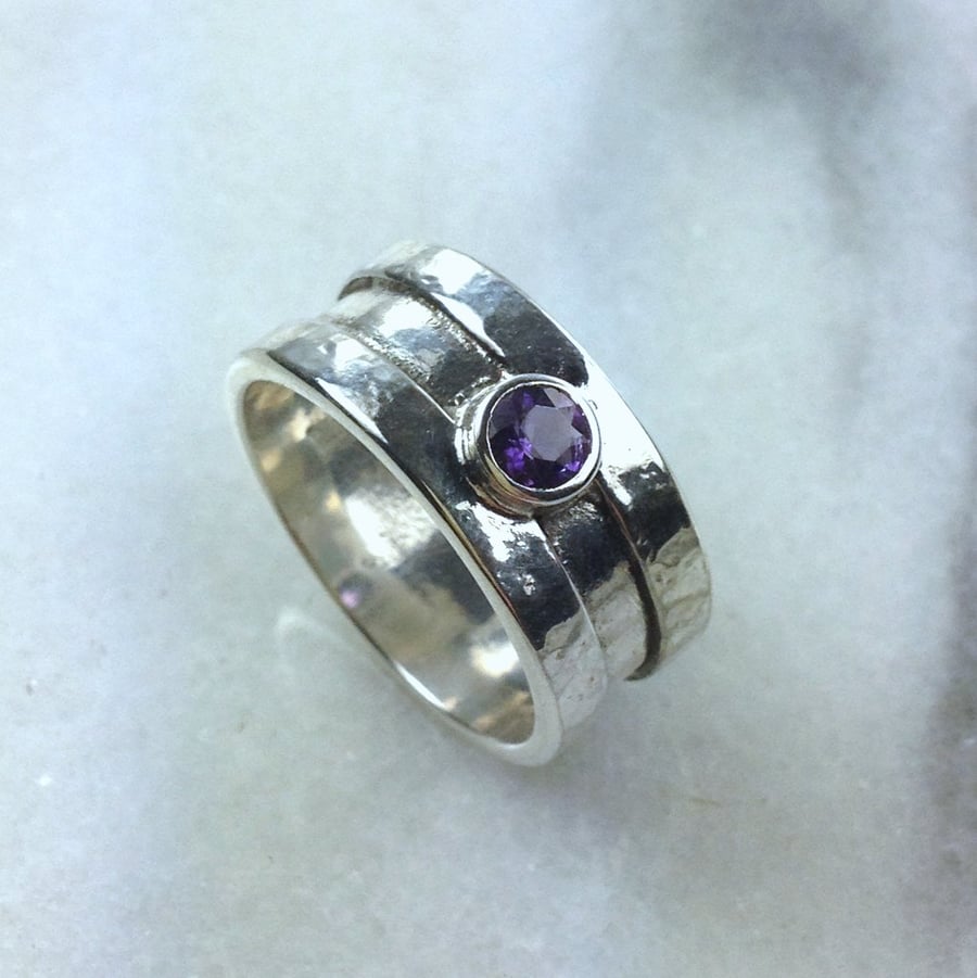 silver and Amethyst Rill ring