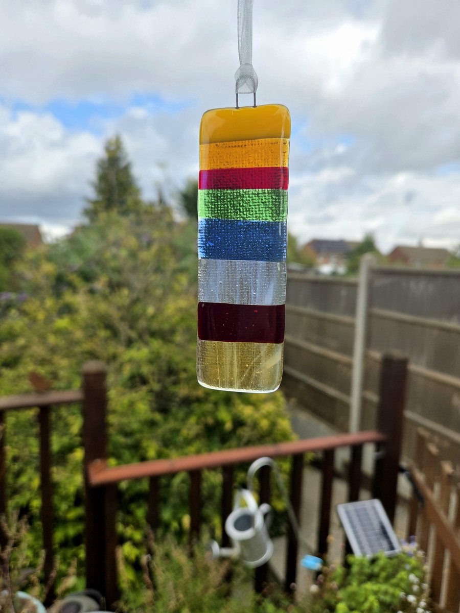 Rainbow fused glass suncatcher, bright colourful gift, fused glass art
