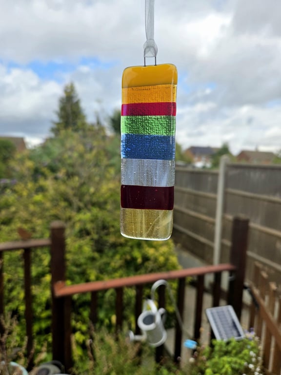 Rainbow fused glass suncatcher, bright colourful gift, fused glass art
