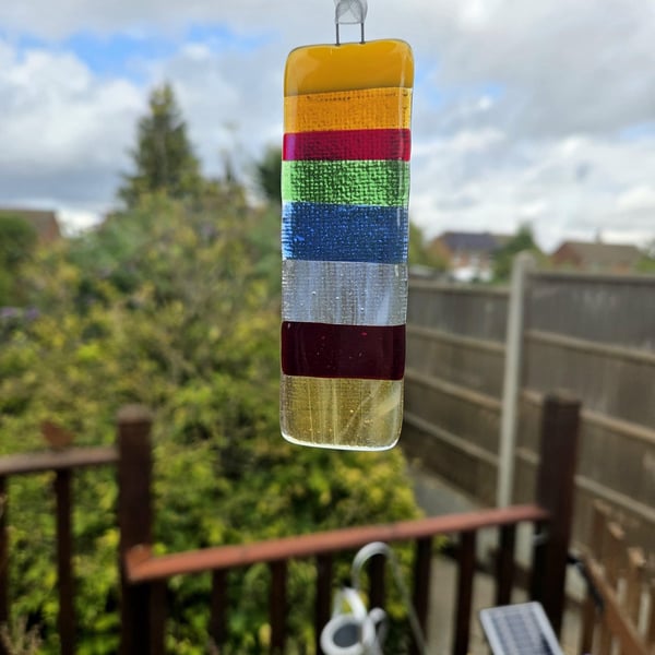 Rainbow fused glass suncatcher, bright colourful gift, fused glass art