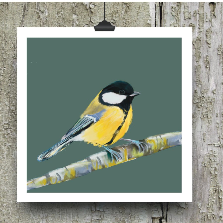 Great Tit - bird fine art card
