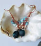 Blue & White Shell Rosegold Earrings,  Boho Blue & White Real Shell Earrings - Image 4