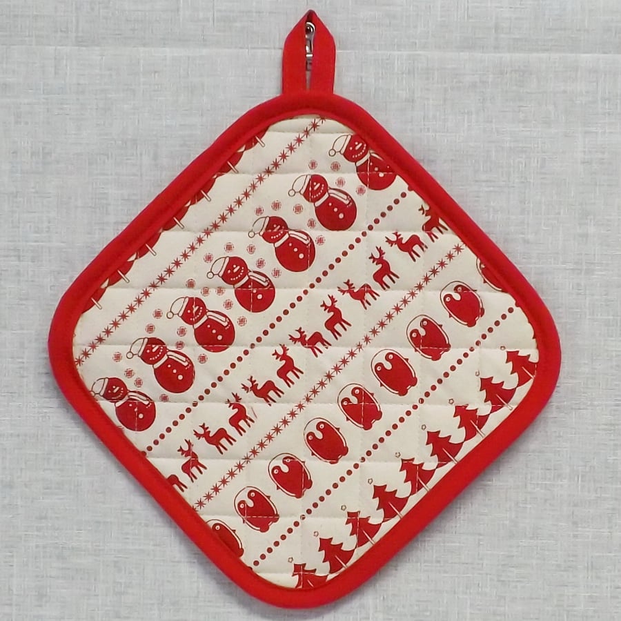 Pot holder, pan holder, quilted, Christmas
