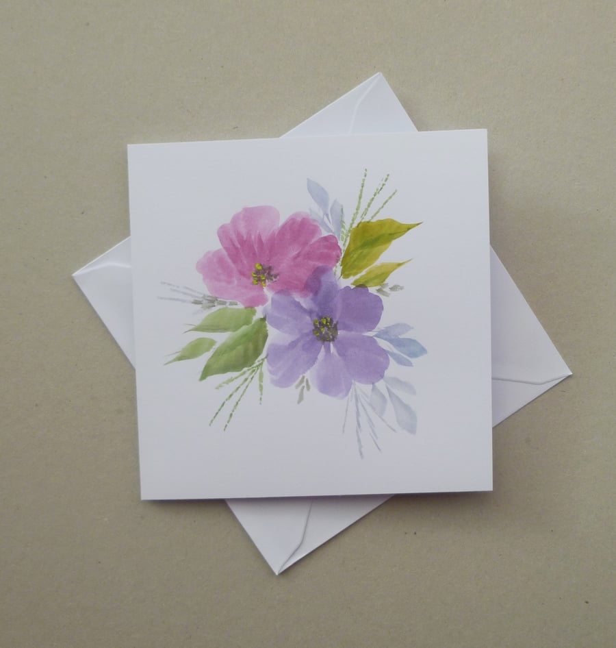 hand painted original art painting floral art greetings card ( ref f 846 A3 )