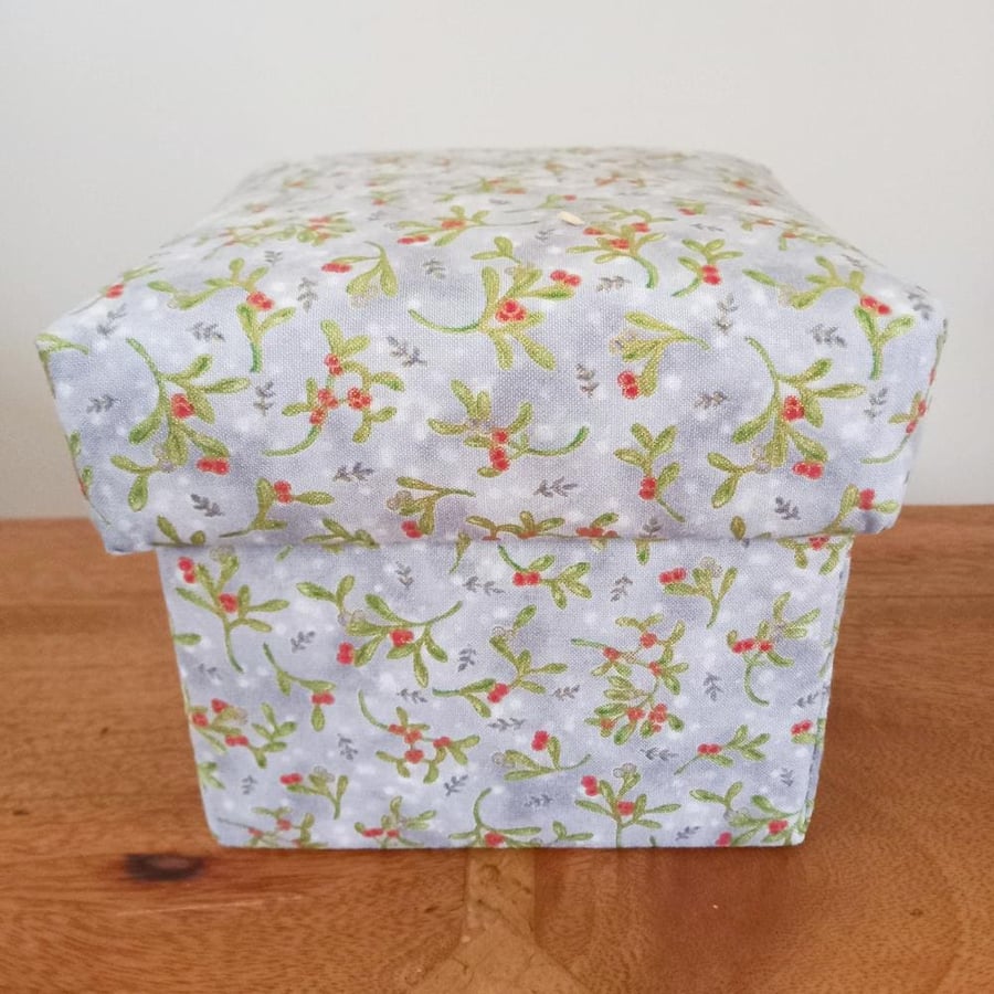 Metallic Silver Christmas fabric covered box