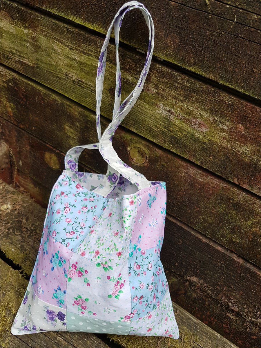 Small Flowery Patchwork Tote Bag