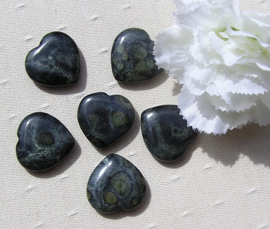 6 Kambaba Jasper Solid Gemstone Polished Hearts - 20mm - Chakra - Crafting