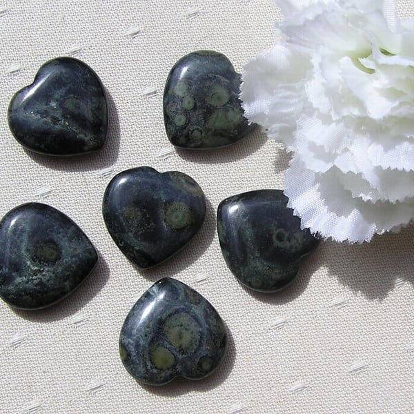 6 Kambaba Jasper Solid Gemstone Polished Hearts - 20mm - Chakra - Crafting