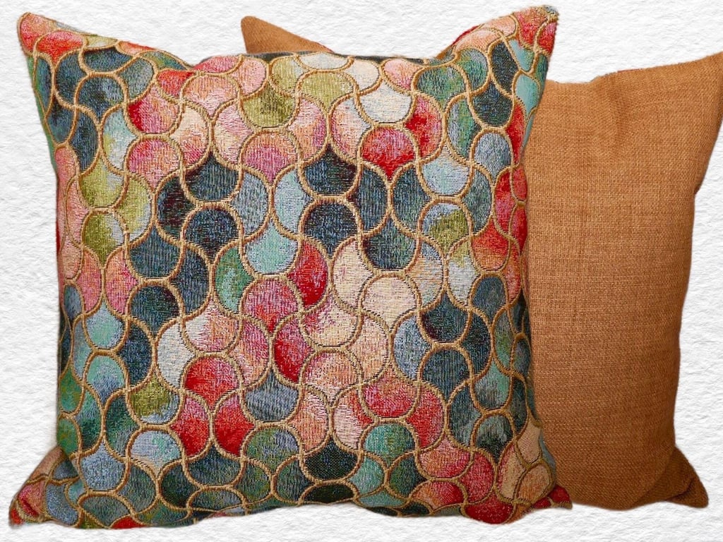 Cushion Cover: Tapestry Gothic design Gold reverse 17"(43cm)