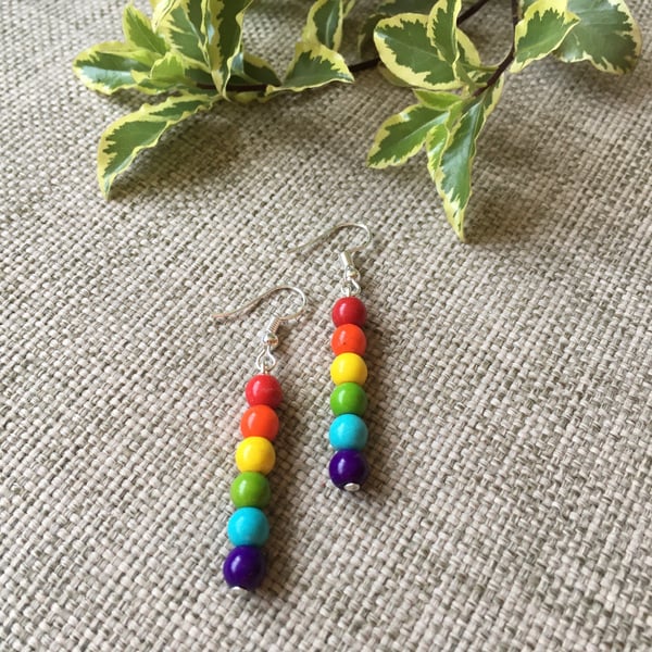 Rainbow bead earrings