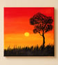 Original Sunset Tree Canvas Painting - Sunset Solitude - Orange Wall Art - Image 1