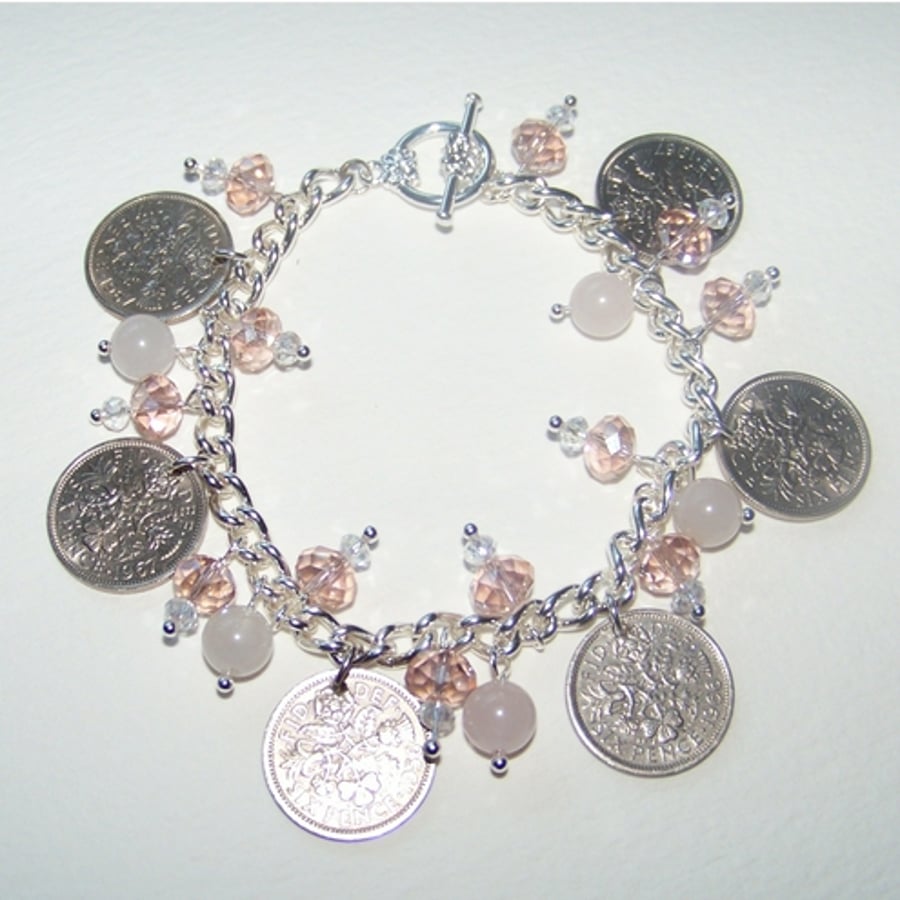  Valentine - Lucky Sixpence Charm Bracelet