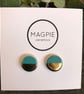 Ceramic button earrings - Turquoise - Image 2