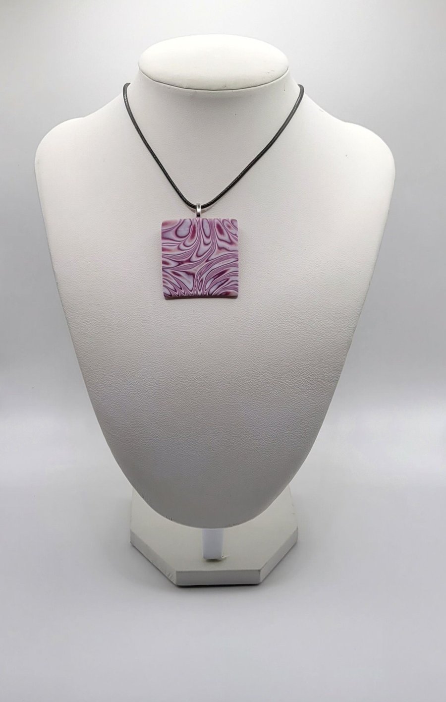 Handmade Square Polymer Clay Pendant Necklace, Colourful Geometric Artisan Jewel