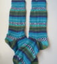 Hand-cranked Knitted Ribbed Wool Socks Size 6 to 7 - Image 4