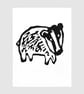 Badger - lino cut print - Image 1