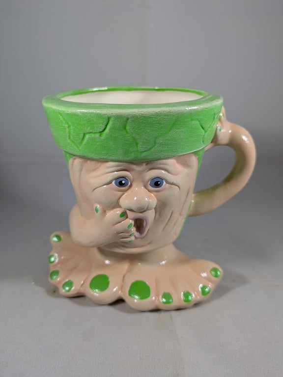 Small Ceramic Green Garden Home Plant Flower Herb Pot Mug Planter Container.