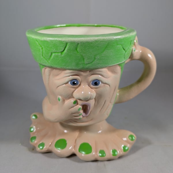 Small Ceramic Green Garden Home Plant Flower Herb Pot Mug Planter Container.